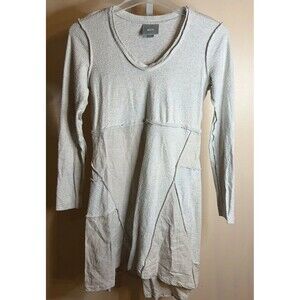 Anthropologie Maeve Linen Patchwork Dress Women Cream Natural XS Boho Knee